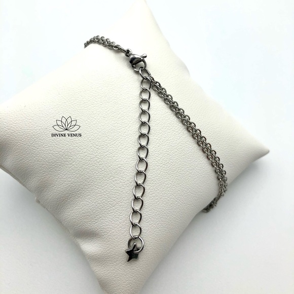 Rose Quartz Crescent Moon Layered Necklace - Picture 13 of 15